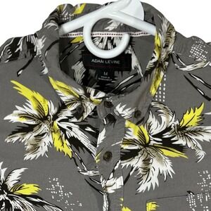 Adam Levine Gray Palm Tree Print‎ Short Sleeve Button Up Shirt Men's Medium